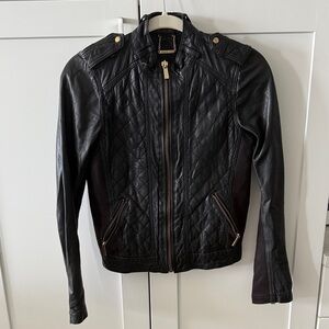Michael Kors Black Quilted Leather Jacket